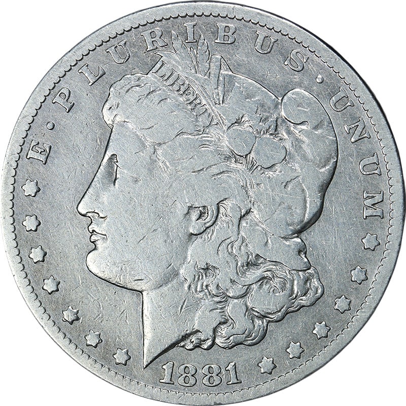1881 Carson City Morgan Dollar Silver Coin VG F Details Key Date: 1881 Carson City Morgan Dollar Silver Coin VG F Details Key Date This 1881-CC Morgan Silver Dollar is a circulated coin with VG/F (Very Good/Fine) details. It features a decent eye appeal and a nice s