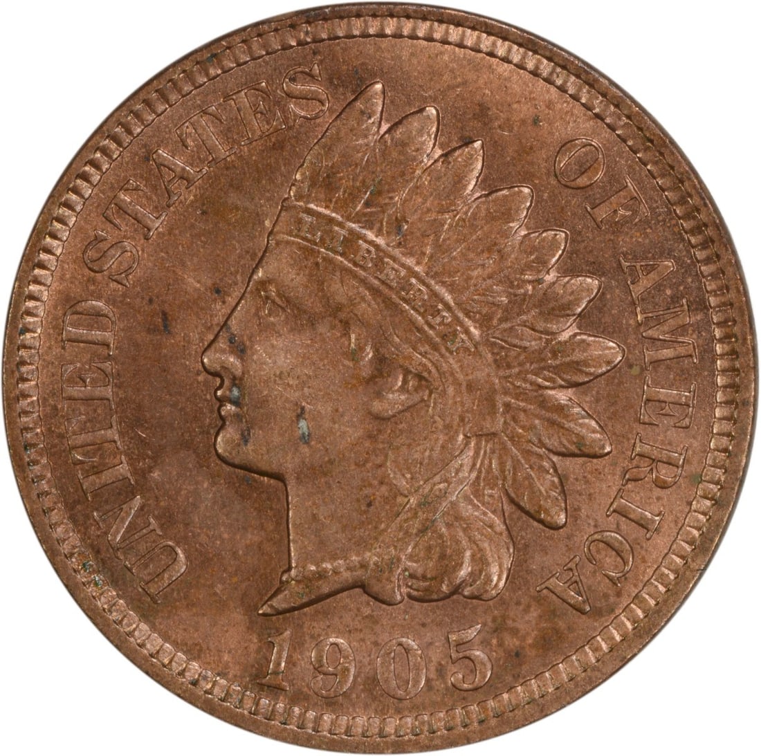 1905 Indian Head Cent Uncertified Choice BU Copper Coin: 1905 Indian Head Cent Uncertified Choice BU Copper Coin This 1905 Indian Cent is an uncirculated coin with a striking design. It features the iconic Indian Head on the obverse and is composed of coppe