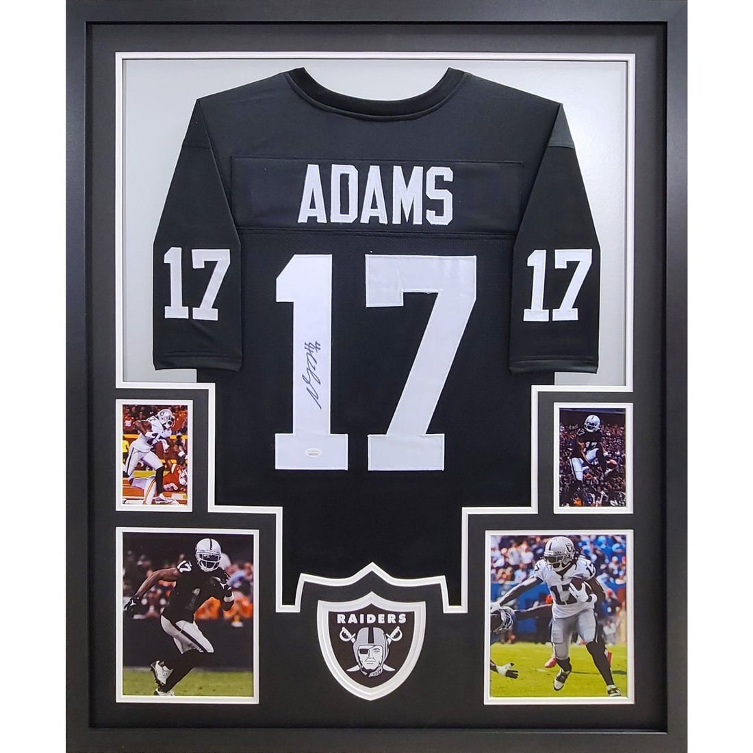 Davante Adams JSA Authenticated Framed Jersey Las Vegas Raiders: Davante Adams JSA Authenticated Framed Jersey Las Vegas Raiders This autographed Davante Adams framed jersey is a striking piece for any Las Vegas Raiders fan. Authenticated by JSA, a leading name in