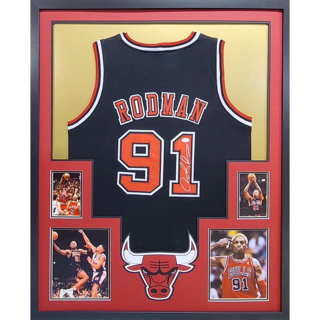 Dennis Rodman Autographed Framed Jersey JSA Certified Chicago Bulls (1 of 3)