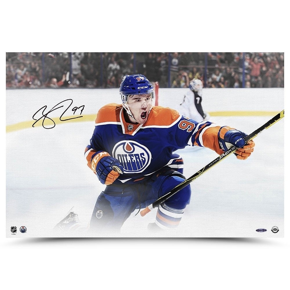 Connor McDavid Autographed 16X24 Canvas Photo Edmonton Oilers Upper Deck (1 of 3)