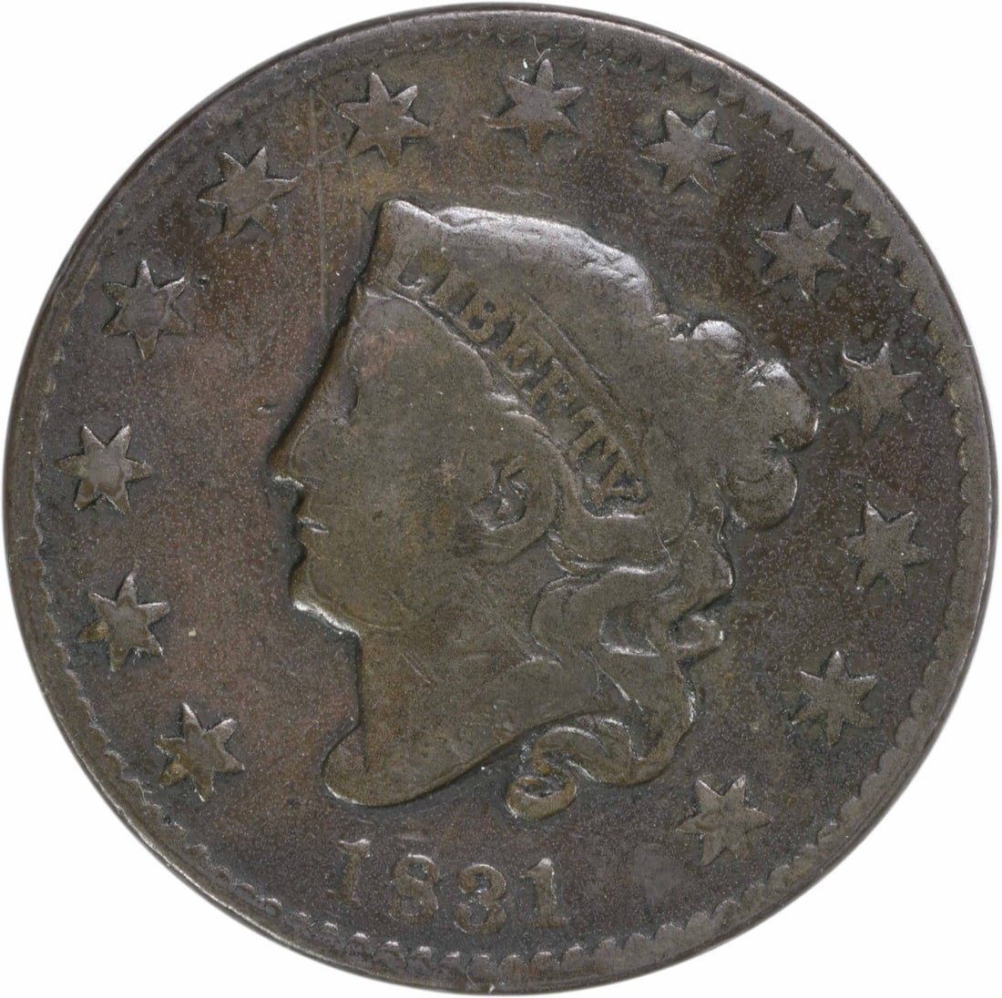 1831 Large Cent Coronet Head Copper VG Uncertified (1 of 2)