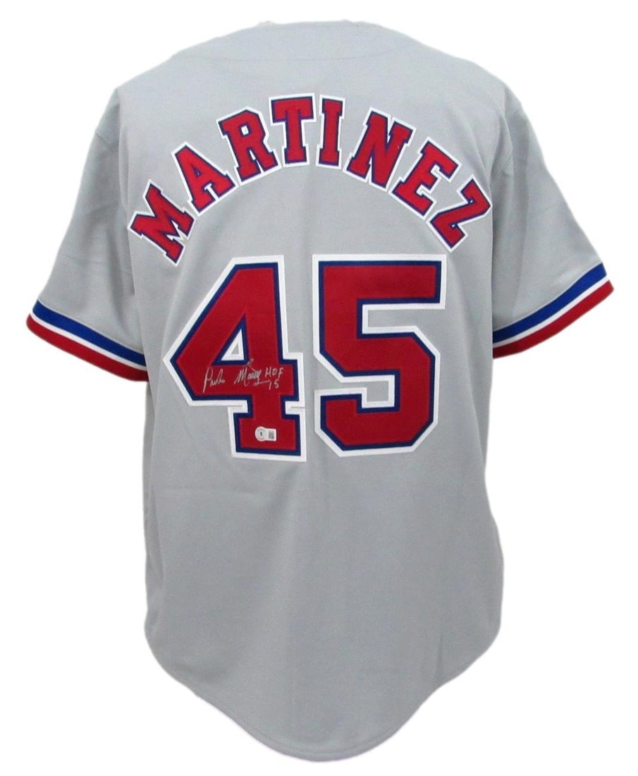 Pedro Martinez HOF Autographed Gray 1997 Mitchell & Ness Jersey Expos Beckett Authenticated: Pedro Martinez HOF Autographed Gray 1997 Mitchell & Ness Jersey Expos Beckett Authenticated Celebrate the legendary career of Pedro Martinez with this Hall of Fame autographed Mitchell & Ness jersey.
