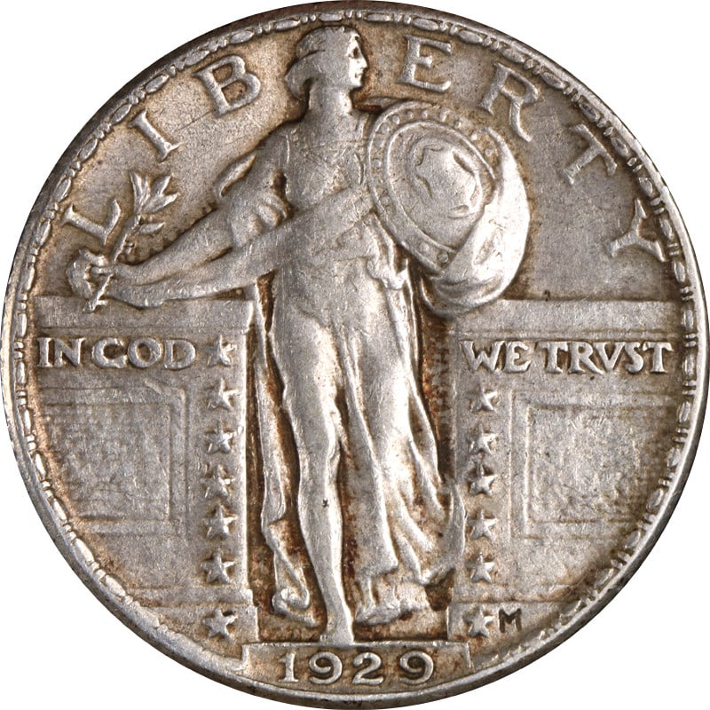 1929 Philadelphia Mint Silver Standing Liberty Quarter Circulated US Coin: 1929 Philadelphia Mint Silver Standing Liberty Quarter Circulated US Coin This is a 1929-P Standing Liberty Quarter from the Philadelphia Mint. The coin is composed of silver and is in circulated, pre