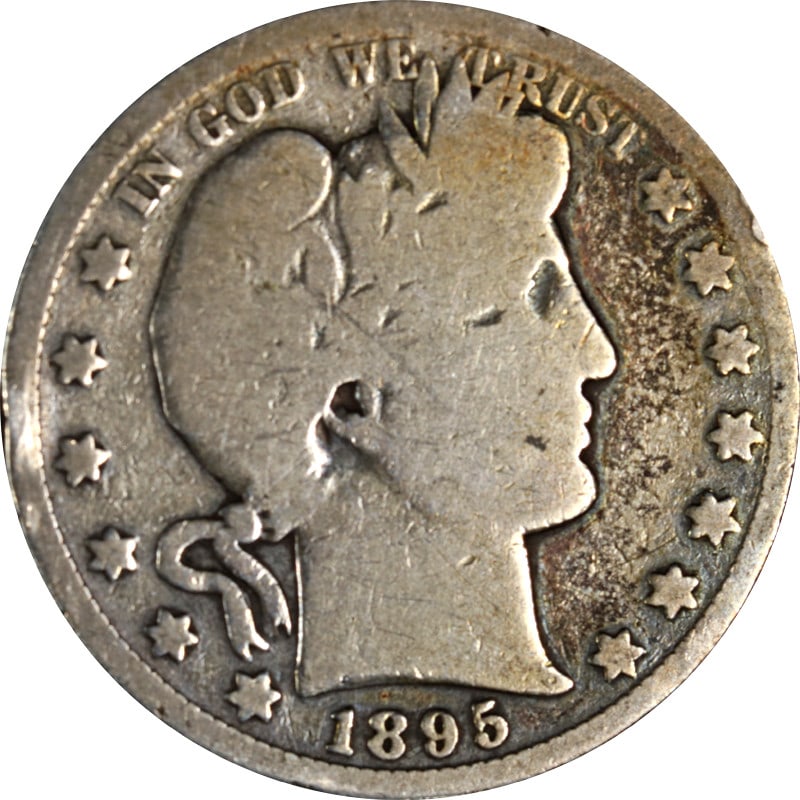 1895 San Francisco Silver Barber Half Dollar Coin United States: 1895 San Francisco Silver Barber Half Dollar Coin United States This is an 1895-S Barber Half Dollar from the United States. The coin is composed of silver with a fineness of 0.9 and was struck at the
