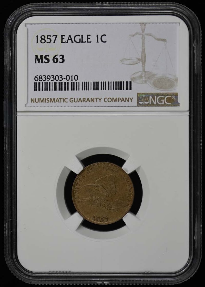 1857 NGC MS63 Flying Eagle Cent Uncirculated Philadelphia Coin (1 of 2)