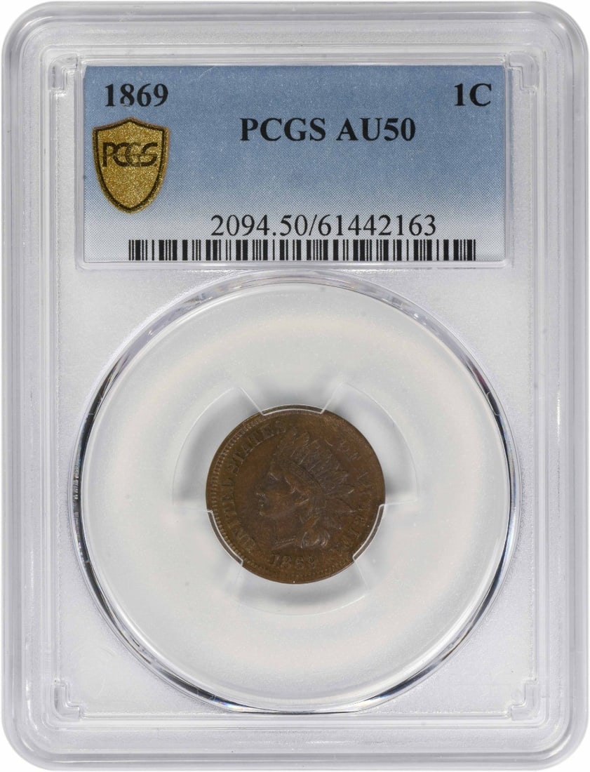 PCGS AU50 1869 Indian Head Small Cent Philadelphia (1 of 2)