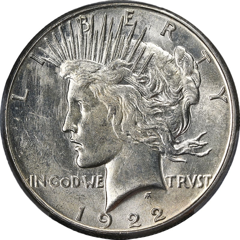 PCGS MS61 Silver 1922-S Peace Dollar San Francisco Mint: PCGS MS61 Silver 1922-S Peace Dollar San Francisco Mint This 1922-S Peace Dollar is graded MS61 by PCGS and features attractive eye appeal with notable luster and average strike quality. The coin disp