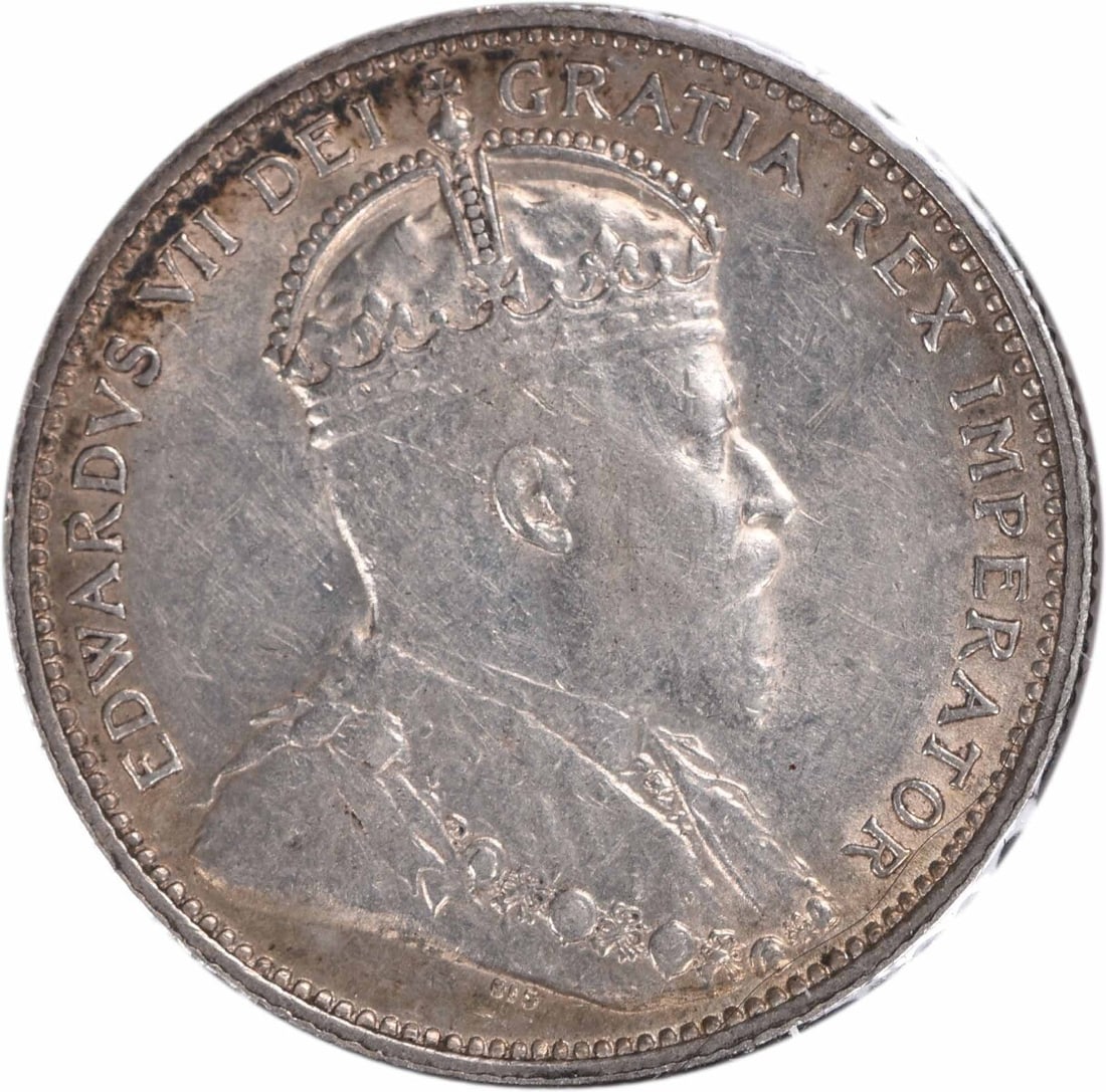 1902 H Canada 25 Cents KM11 Extra Fine Uncertified Coin: 1902 H Canada 25 Cents KM11 Extra Fine Uncertified Coin This 1902 Canada 25 Cents coin, designated as KM11, is in Extra Fine (EF) condition, showcasing its circulated status. An uncirculated certifica