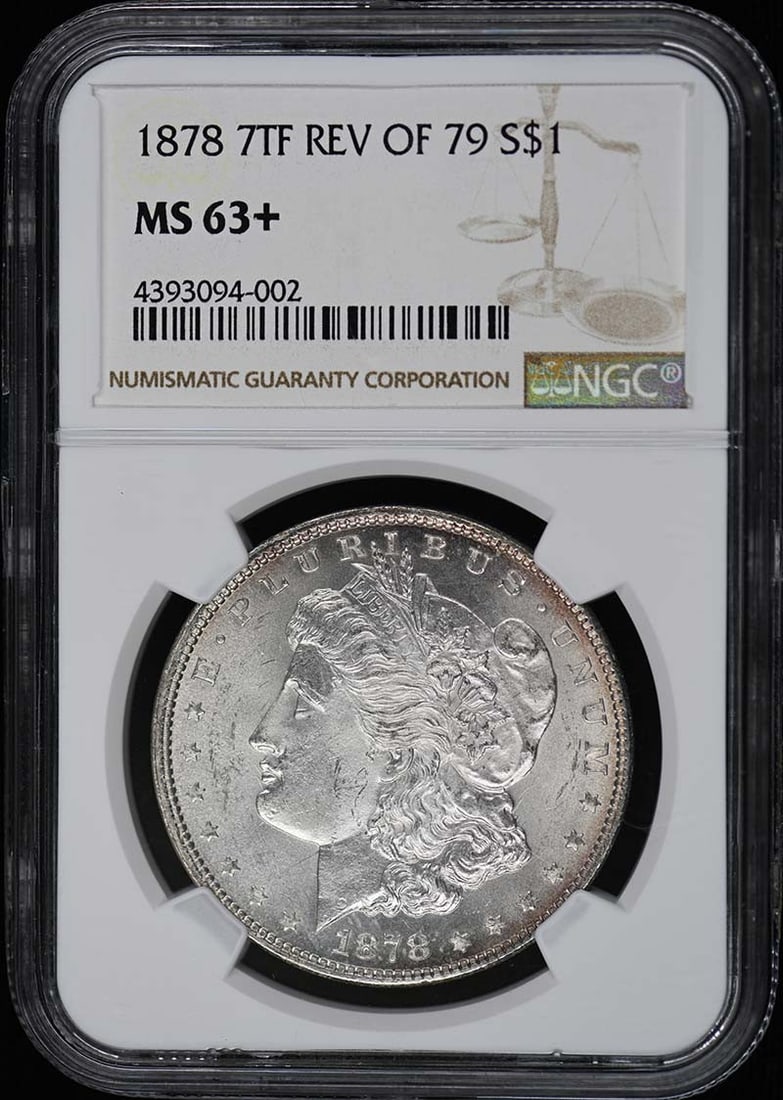 1878 Morgan Dollar NGC MS63+ Uncirculated Philadelphia Mint: 1878 Morgan Dollar NGC MS63+ Uncirculated Philadelphia Mint This 1878 Morgan Dollar is a remarkable piece, certified by NGC with a grade of MS63+. Struck in Philadelphia, this uncirculated coin repres