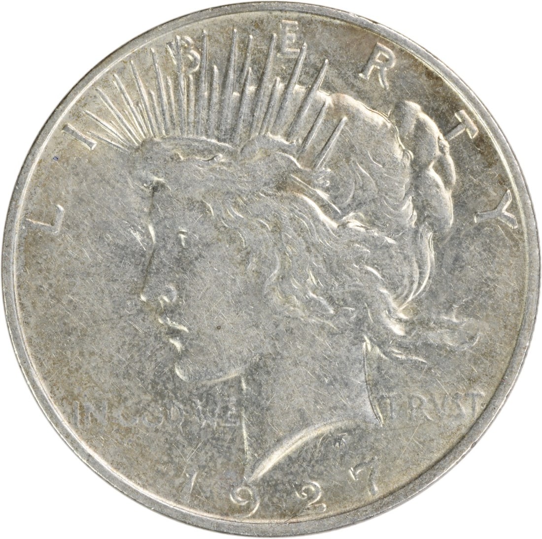 1927-D Peace Silver Dollar AU by Anthony de Francisci Uncertified: 1927-D Peace Silver Dollar AU by Anthony de Francisci Uncertified This 1927-D Peace Silver Dollar is a remarkable piece minted in Denver, showcasing the artistry of designer Anthony de Francisci. This