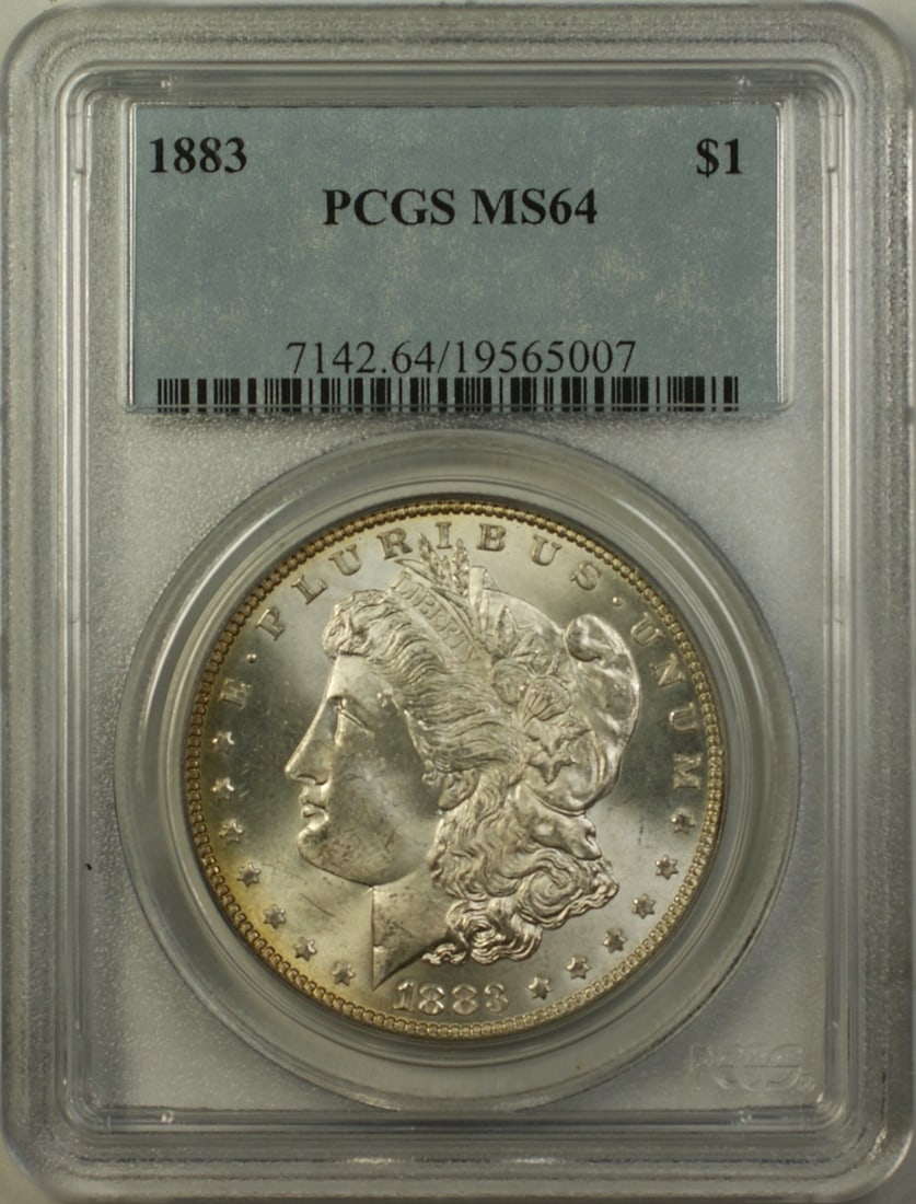 PCGS MS64 1883 Morgan Dollar Silver Uncirculated Philadelphia $1 Coin: PCGS MS64 1883 Morgan Dollar Silver Uncirculated Philadelphia $1 Coin This 1883 Morgan Silver Dollar is a $1 coin from the United States, minted in Philadelphia. Certified by PCGS with a grade of MS 6