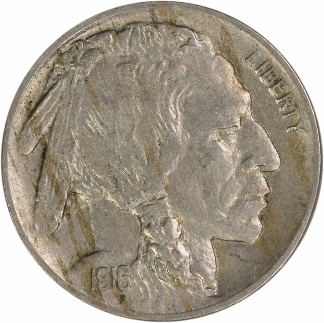 1916 Denver Five Cent Buffalo Nickel AU Grade Uncertified: 1916 Denver Five Cent Buffalo Nickel AU Grade Uncertified This is a 1916-D Buffalo Nickel in Choice About Uncirculated (AU) condition. The coin is uncertified and was minted in Denver. Designed by Jam