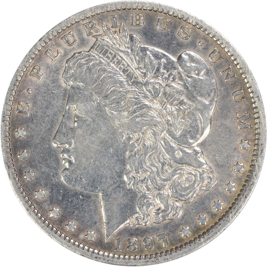 EF 1897-O Morgan Dollar 90 Percent Silver Uncertified New Orleans Mint: EF 1897-O Morgan Dollar 90 Percent Silver Uncertified New Orleans Mint This is an 1897-O Morgan Silver Dollar from the United States, minted in New Orleans. The coin is circulated and in Extra Fine (E