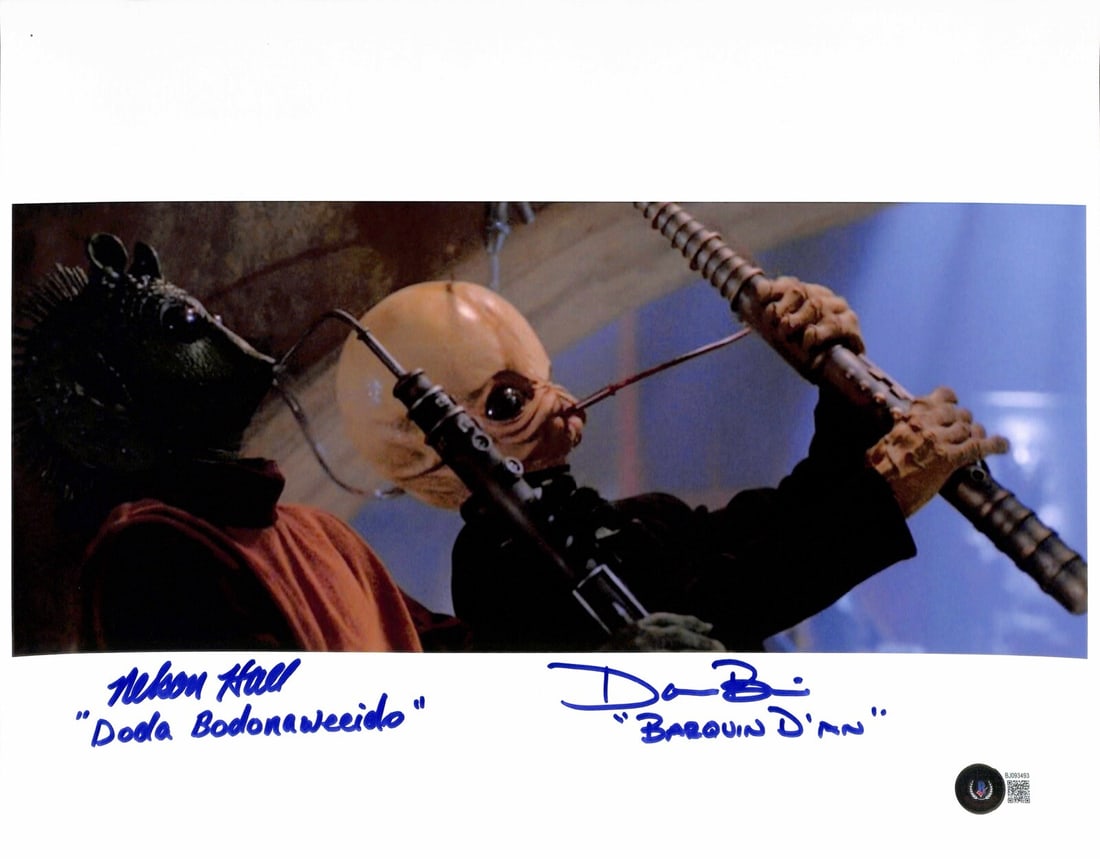 Max Rebo Band Signed 11x14 Photo by Don Bies Nelson Hall Beckett Certified: Max Rebo Band Signed 11x14 Photo by Don Bies Nelson Hall Beckett Certified This autographed 11x14 color photograph features actors Don Bies and Nelson Hall, who portrayed characters Doda Bodonawiedo a