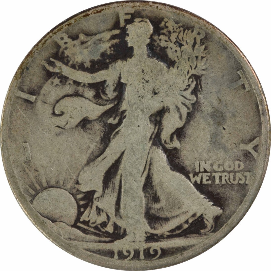 1919-D Walking Liberty Half Dollar 90% Silver Uncertified Coin: 1919-D Walking Liberty Half Dollar 90% Silver Uncertified Coin This 1919-D Walking Liberty Silver Half Dollar is a classic piece of American coinage featuring the iconic design by Adolph Alexander Wei