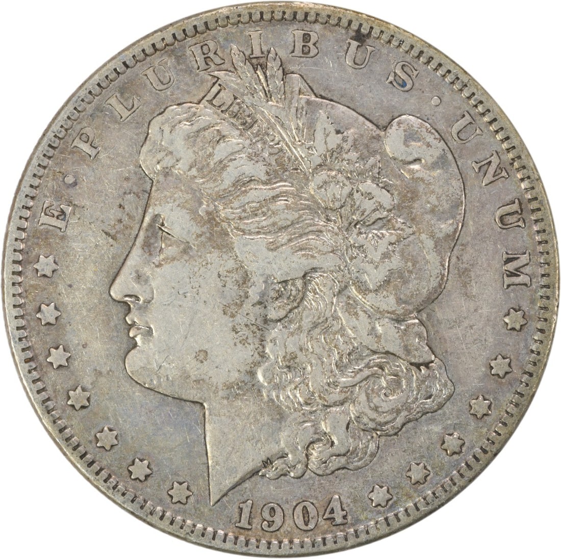 1904 San Francisco Morgan Dollar VF Grade Silver Uncertified: 1904 San Francisco Morgan Dollar VF Grade Silver Uncertified This 1904-S Morgan Silver Dollar is a circulated coin graded VF (Very Fine). Minted in San Francisco, it is composed of 90% silver and 10%