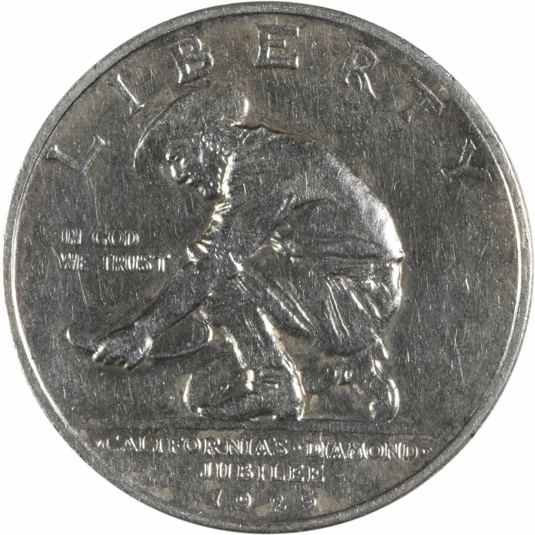 1925-S California Commemorative Silver Half Dollar AU Jo Mora Design: 1925-S California Commemorative Silver Half Dollar AU Jo Mora Design This California Commemorative Silver Half Dollar from 1925-S is a remarkable piece of numismatic history. Graded as Almost Uncircul