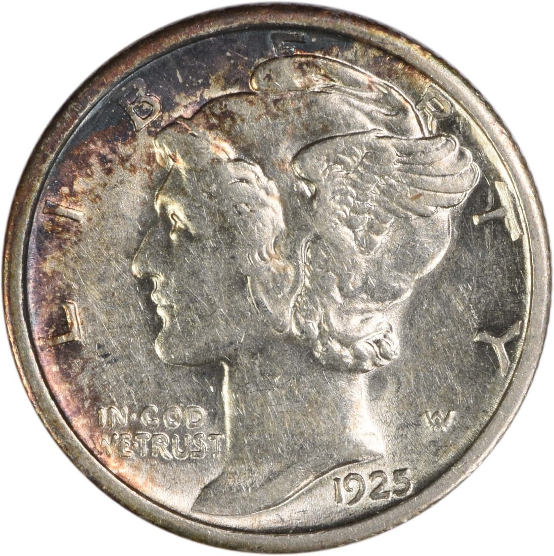 1925 San Francisco Mercury Dime AU Grade 90 Percent Silver Uncertified: 1925 San Francisco Mercury Dime AU Grade 90 Percent Silver Uncertified This 1925-S Mercury Silver Dime from the San Francisco Mint is an attractive circulated example graded AU (About Uncirculated). D