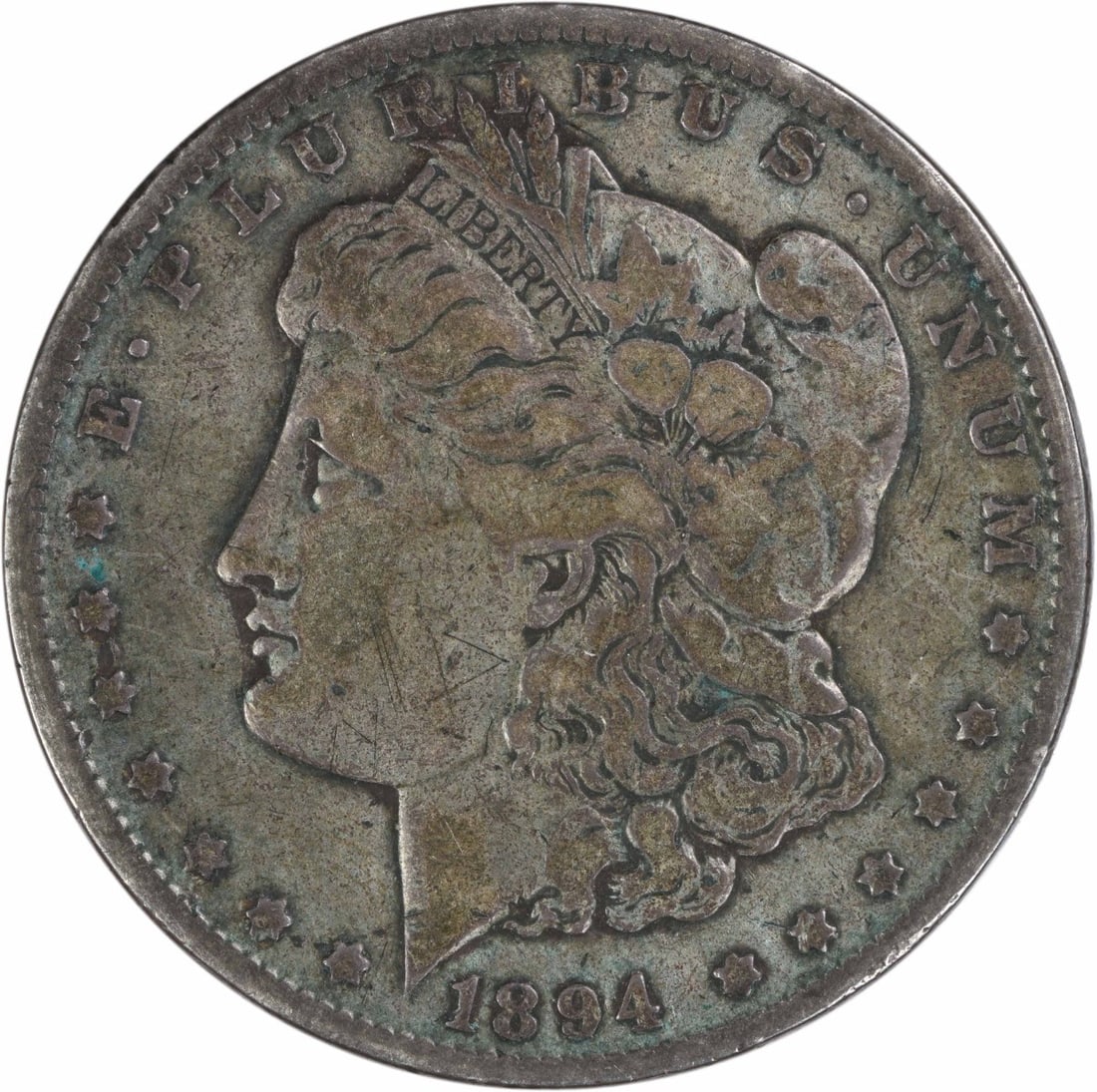 New Orleans Mint 1894 Morgan Dollar VG Grade 90 Percent Silver Uncertified: New Orleans Mint 1894 Morgan Dollar VG Grade 90 Percent Silver Uncertified This is an 1894-O Morgan Silver Dollar from the New Orleans Mint. The coin is composed of 90% silver and 10% copper, features