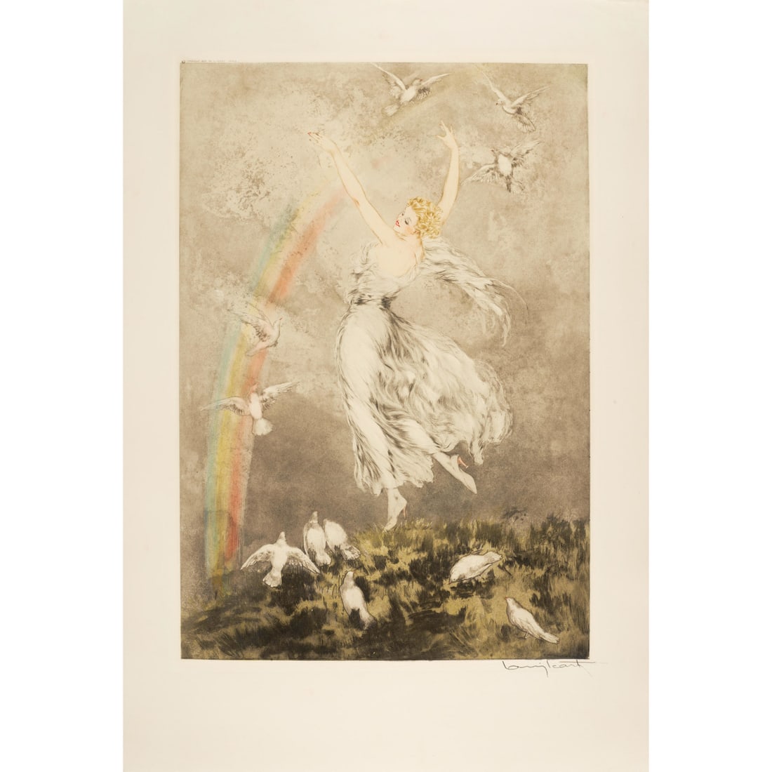 Louis Icart Arc-en-ciel Rainbow Signed Serigraph Art Deco Print: Louis Icart Arc-en-ciel Rainbow Signed Serigraph Art Deco Print Discover the exquisite Arc-en-ciel Rainbow by renowned artist Louis Icart (1888-1950). This stunning Art Deco print features a captivati