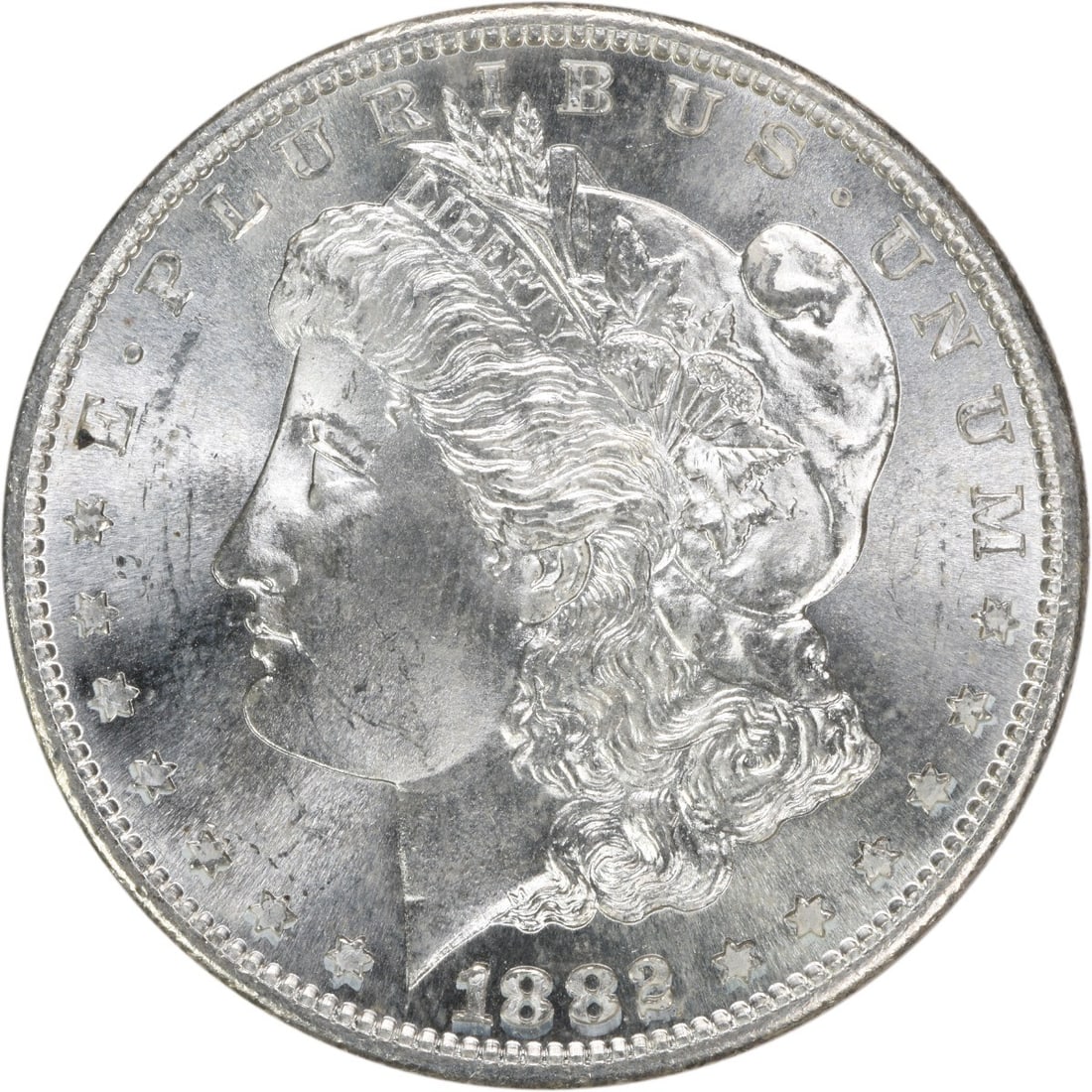 1882-S Morgan Silver Dollar Choice BU Uncertified Coin: 1882-S Morgan Silver Dollar Choice BU Uncertified Coin This 1882-S Morgan Silver Dollar is a remarkable piece that showcases the beauty of American coinage. With its uncirculated condition and graded