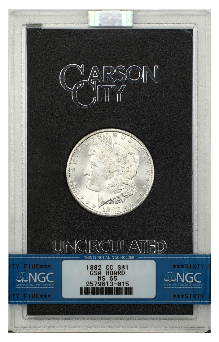1882 Carson City Morgan Silver Dollar NGC MS65: 1882 Carson City Morgan Silver Dollar NGC MS65 This is an 1882-CC Morgan Dollar graded MS65 by NGC. The coin is uncirculated and was minted in Carson City. It features the classic Morgan Dollar design