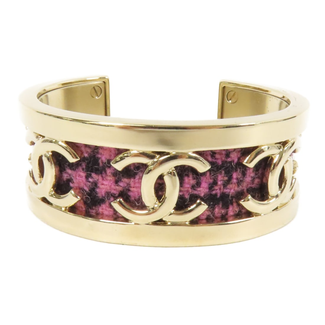 CHANEL CoCo Mark Gold Purple Tweed Bangle (1 of 10)