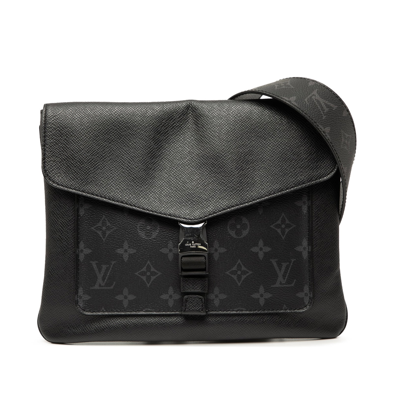 Louis Vuitton Taigarama Outdoor Flap Messenger Black Leather Bag: Louis Vuitton Taigarama Outdoor Flap Messenger Black Leather Bag Introducing the Louis Vuitton Taigarama Outdoor Flap Messenger, a stylish and functional bag crafted from a combination of taiga leathe