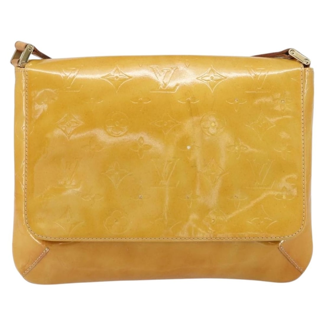 Thompson Street Patent Leather Shoulder Bag by Louis Vuitton Beige France: Thompson Street Patent Leather Shoulder Bag by Louis Vuitton Beige France The Louis Vuitton Thompson Street Handbag features the iconic Monogram Vernis in beige patent leather. Designed for women, thi