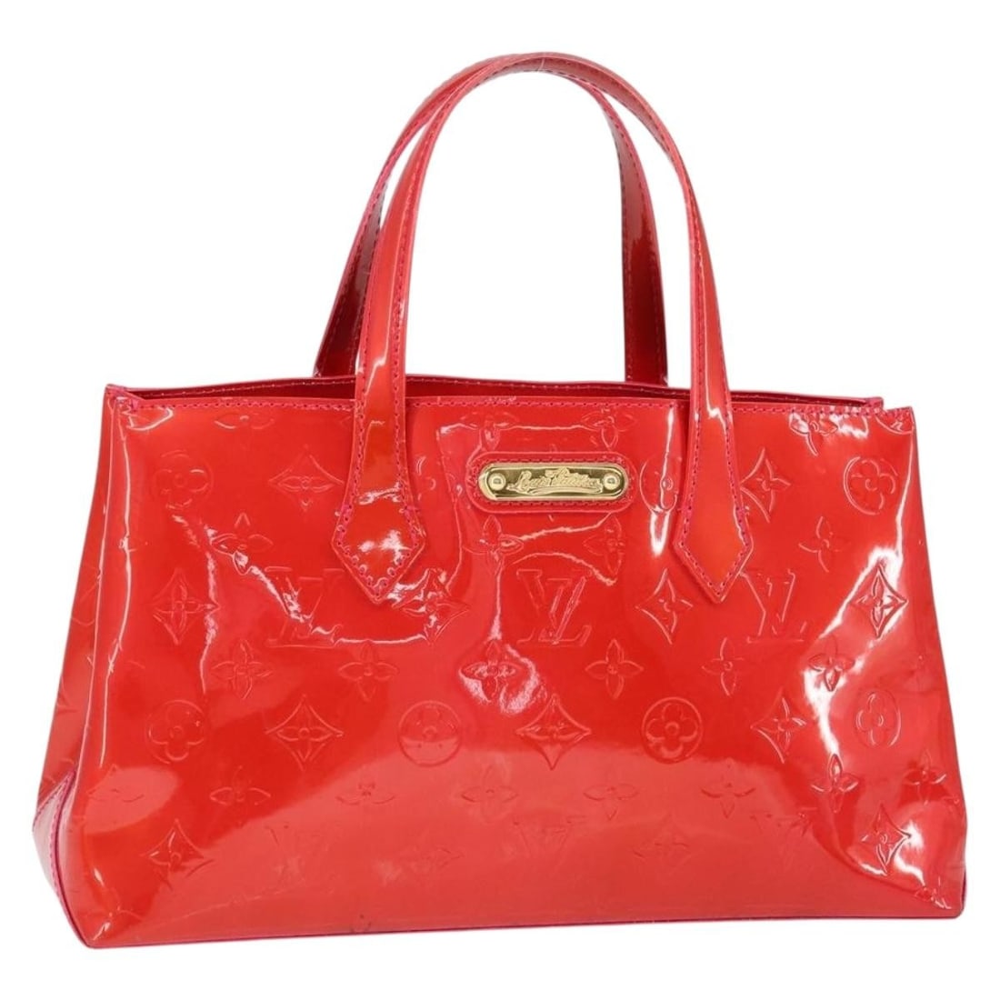 LOUIS VUITTON Monogram Vernis Wilshire Boulevard Hand Bag Rose Pop M93643 Auth (1 of 18)