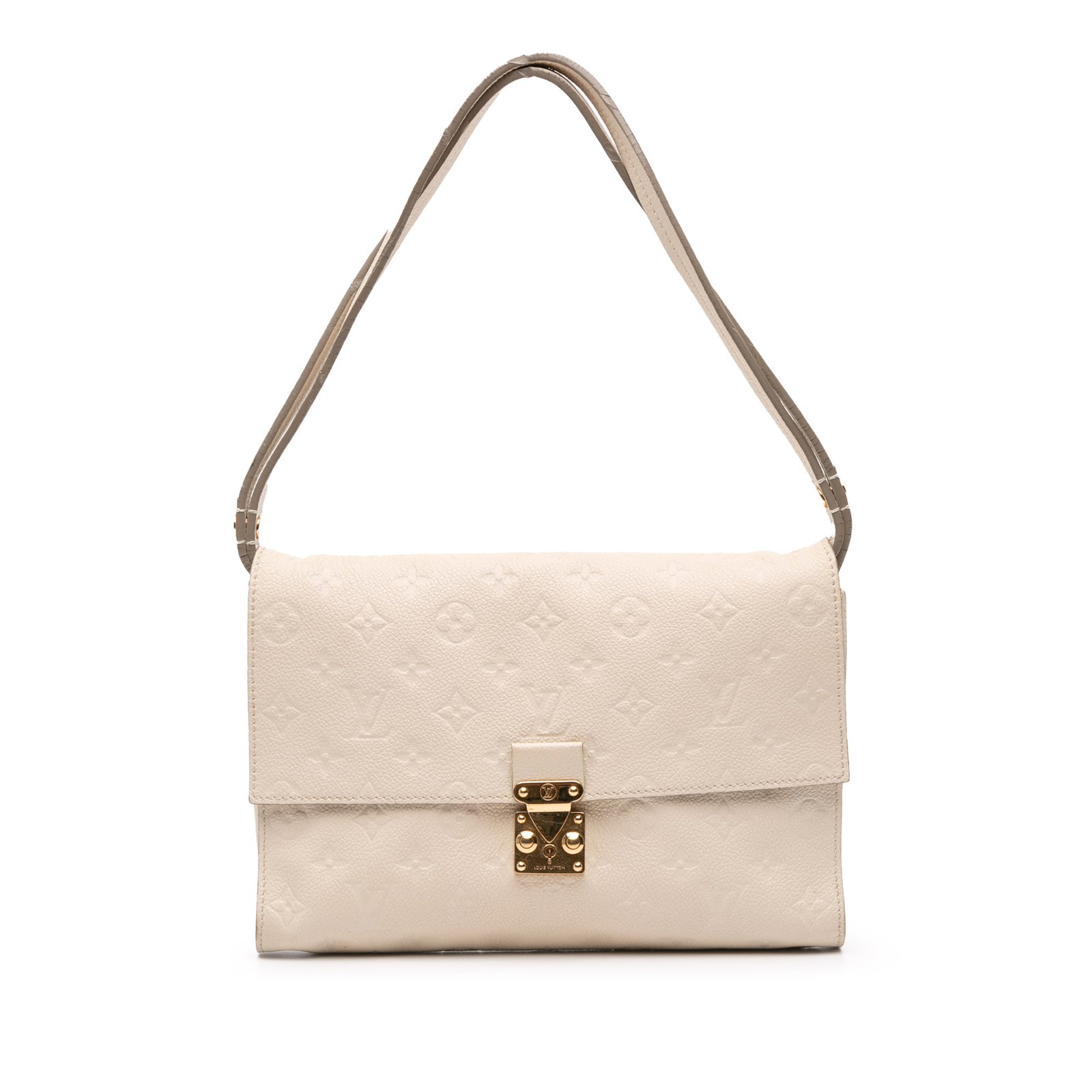 Louis Vuitton Monogram Empreinte Fascinante White Leather Bag: Louis Vuitton Monogram Empreinte Fascinante White Leather Bag The Louis Vuitton Monogram Empreinte Fascinante is a stylish bag crafted from luxurious leather, featuring a distinctive monogram empreint