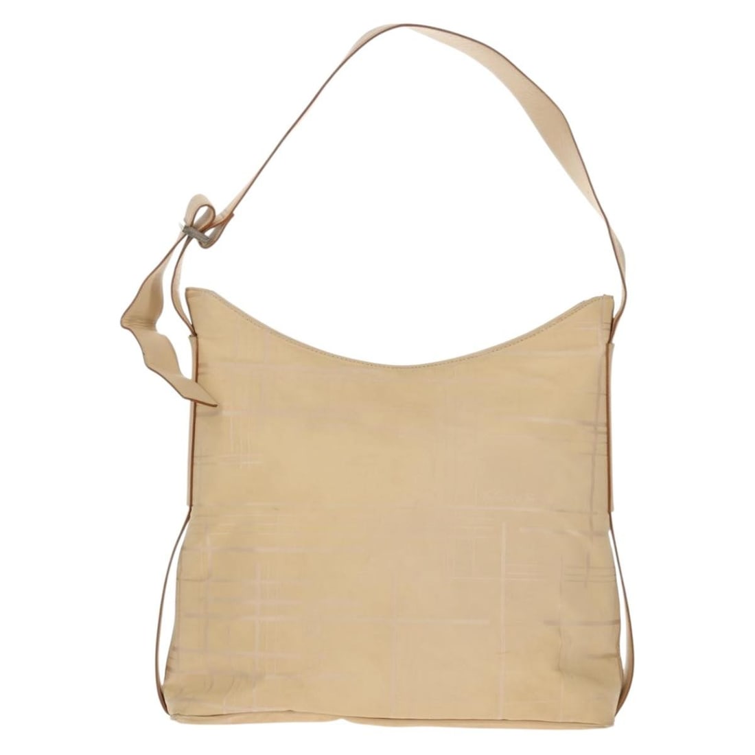 Beige Nylon Shoulder Bag by Salvatore Ferragamo Vintage Model: Beige Nylon Shoulder Bag by Salvatore Ferragamo Vintage Model This Salvatore Ferragamo vintage shoulder bag for women features beige nylon material with leather details. It measures 32 cm x 31 cm x 10