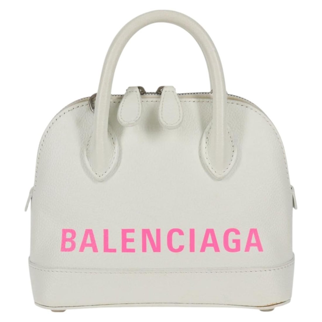 Balenciaga Leather Logo Ville Women's Bag White 18cm by 14cm by 8cm: Balenciaga Leather Logo Ville Women's Bag White 18cm by 14cm by 8cm This Balenciaga Logo Ville Bag is crafted from white leather and designed for women. It features a compact structure with dimensions