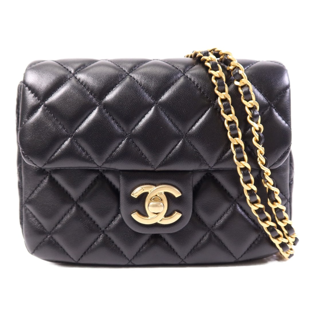 Black Chanel AS3490 Lambskin Chain Shoulder Bag with CC Gold Hardware (1 of 17)