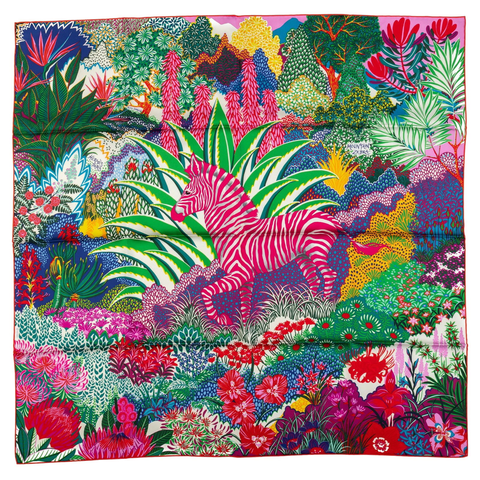 Hermes Mountain Zebra Silk Scarf Multicolor 35 Inch with Box (1 of 7)