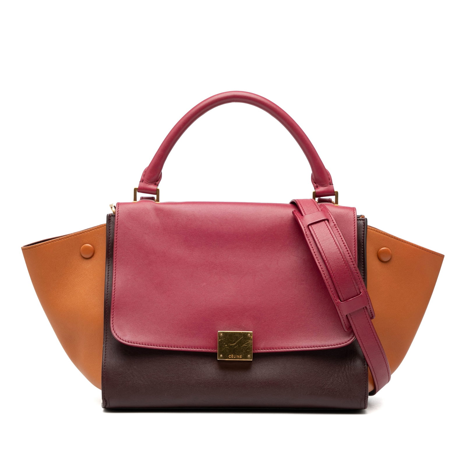 Celine Trapeze Small Tricolor Leather Satchel with Detachable Strap (1 of 7)