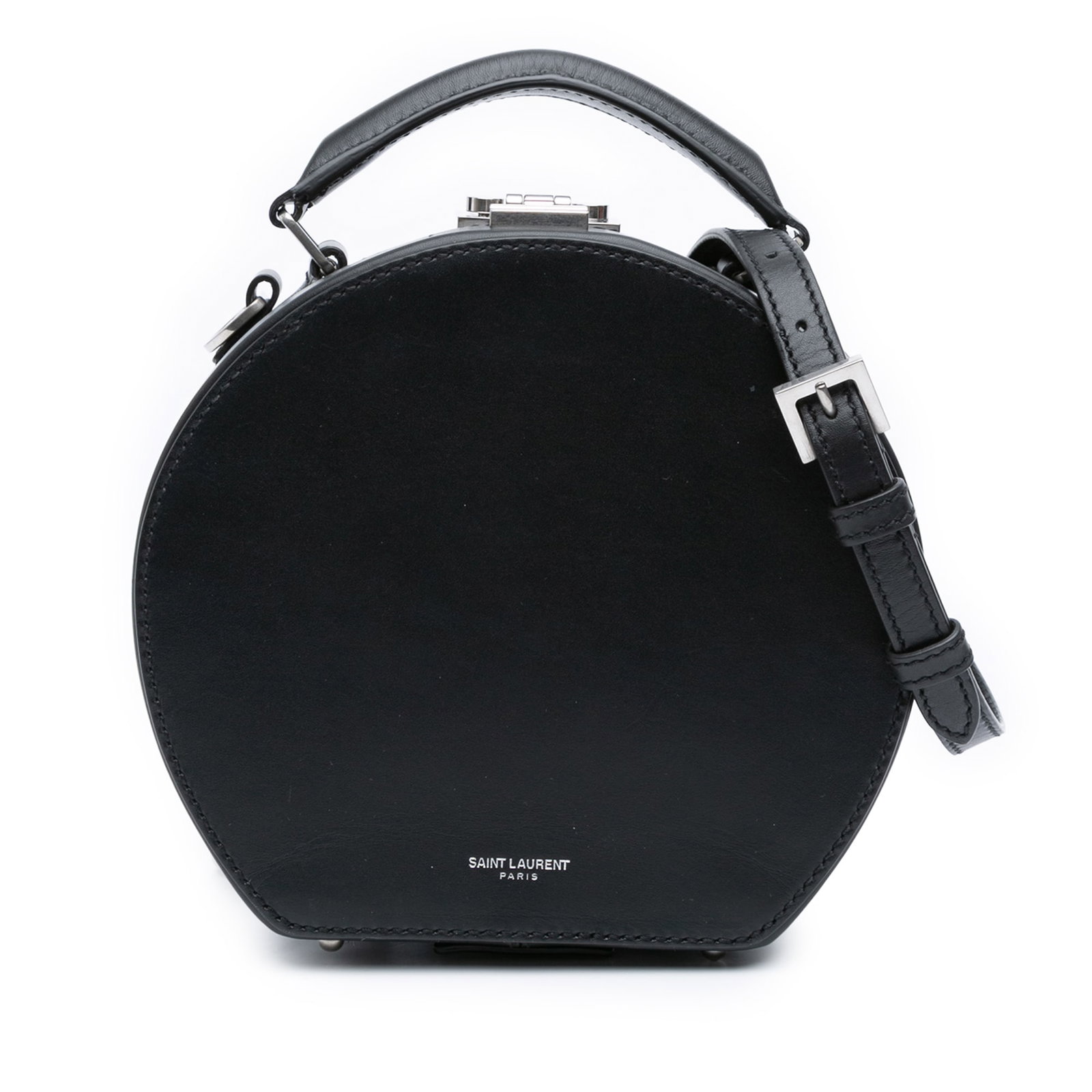 Saint Laurent Mica Hatbox Black Leather Small Satchel with Strap (1 of 12)