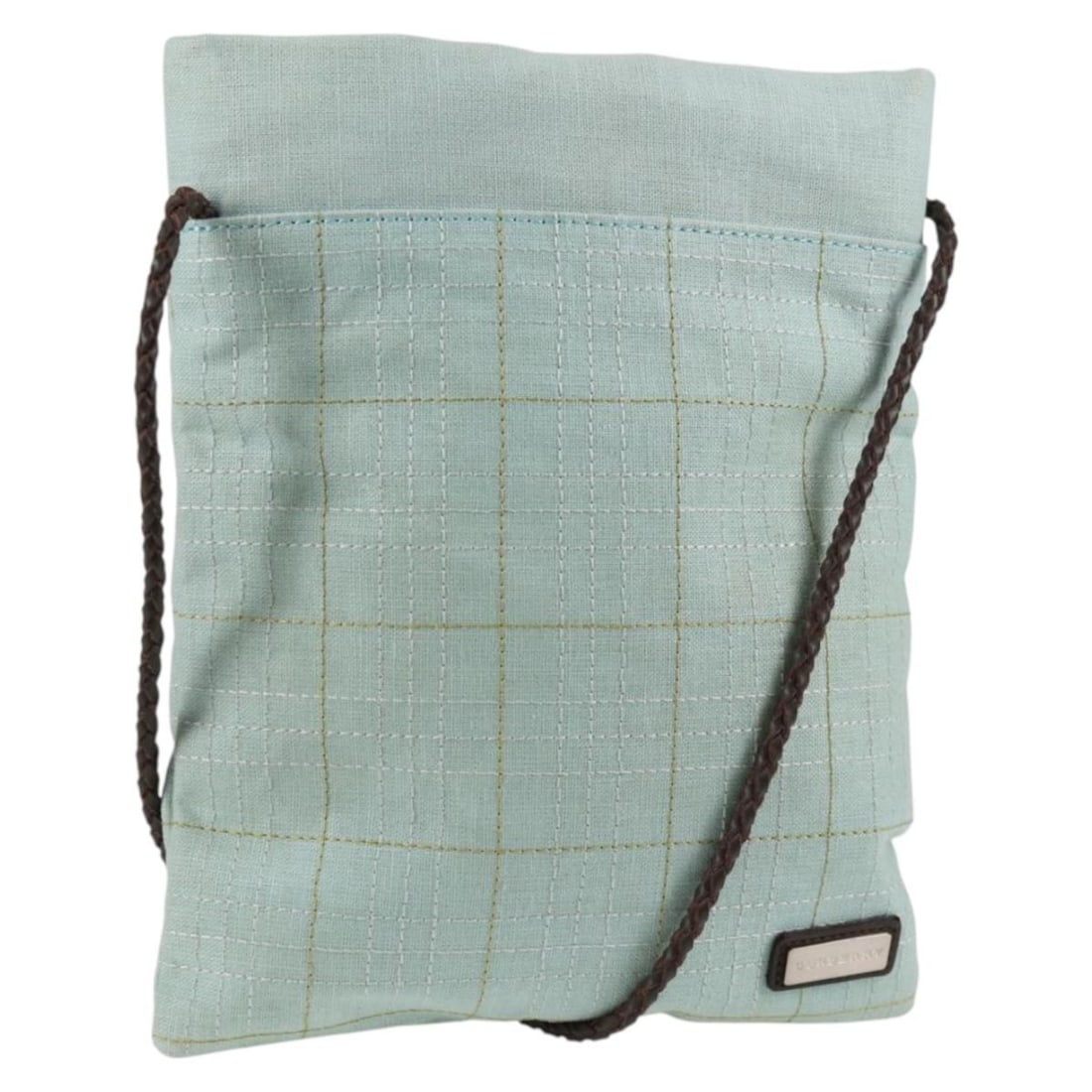 Blue Canvas Shoulder Bag by Burberry Vintage Collection: Blue Canvas Shoulder Bag by Burberry Vintage Collection This Burberry vintage shoulder bag is crafted from blue canvas and is designed for female use. It features a spacious main compartment and a cla