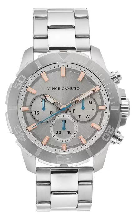 Vince Camuto 48mm Quartz Men's Watch VC/1147GYSVST Silver Dial Stainless Steel Bracelet: Vince Camuto 48mm Quartz Men's Watch VC/1147GYSVST Silver Dial Stainless Steel Bracelet This Vince Camuto Chronograph Men's Watch combines style and functionality, perfect for casual sports. The timep