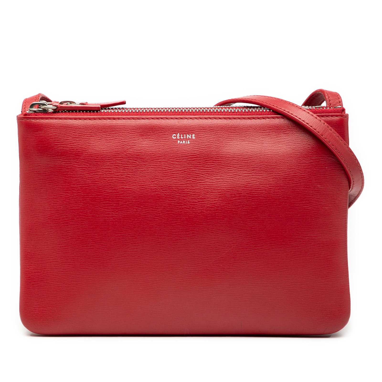 Red Celine Trio Small Lambskin Crossbody Bag with Three Zippered Compartments (1 of 7)