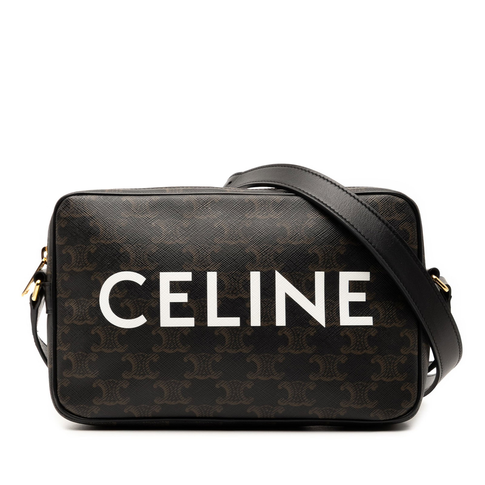 Celine Medium Triomphe Brown Coated Canvas Crossbody Bag (1 of 7)