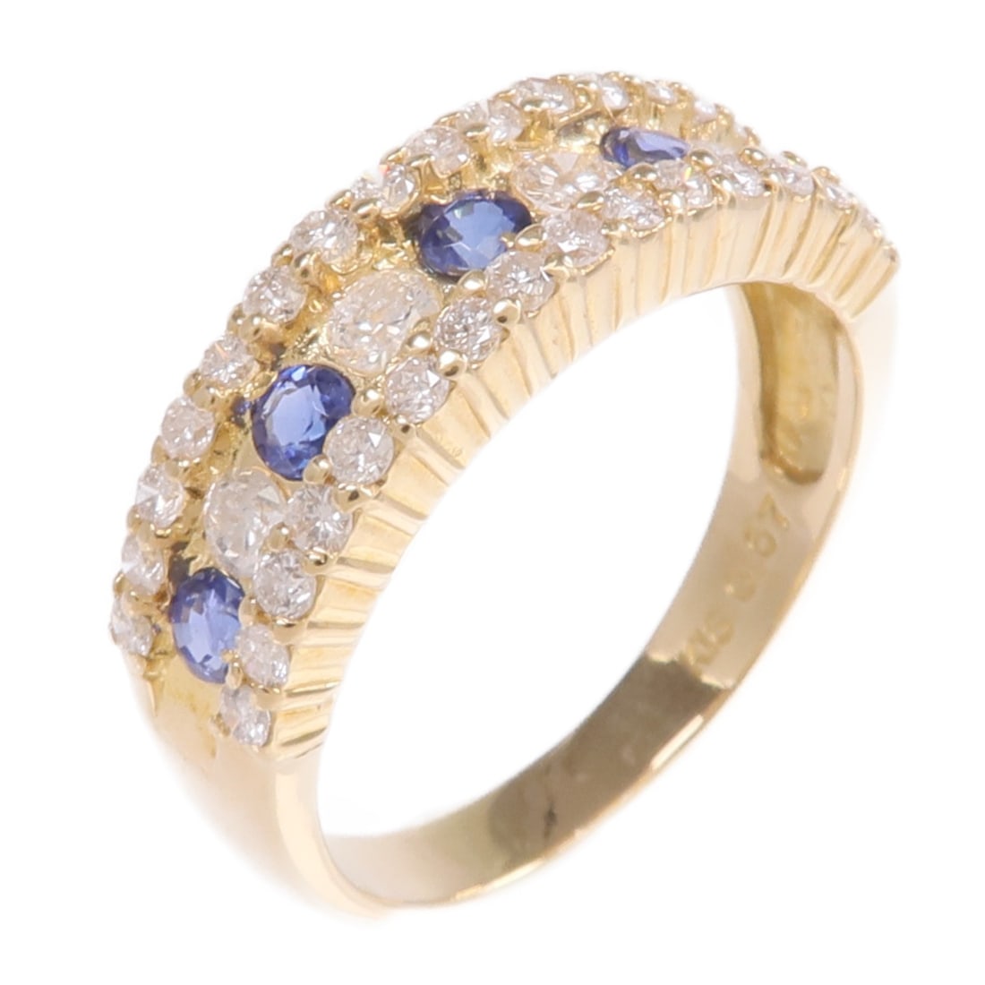 Sapphire and Diamond K18 Yellow Gold Women's Ring Size 6.75 (1 of 7)