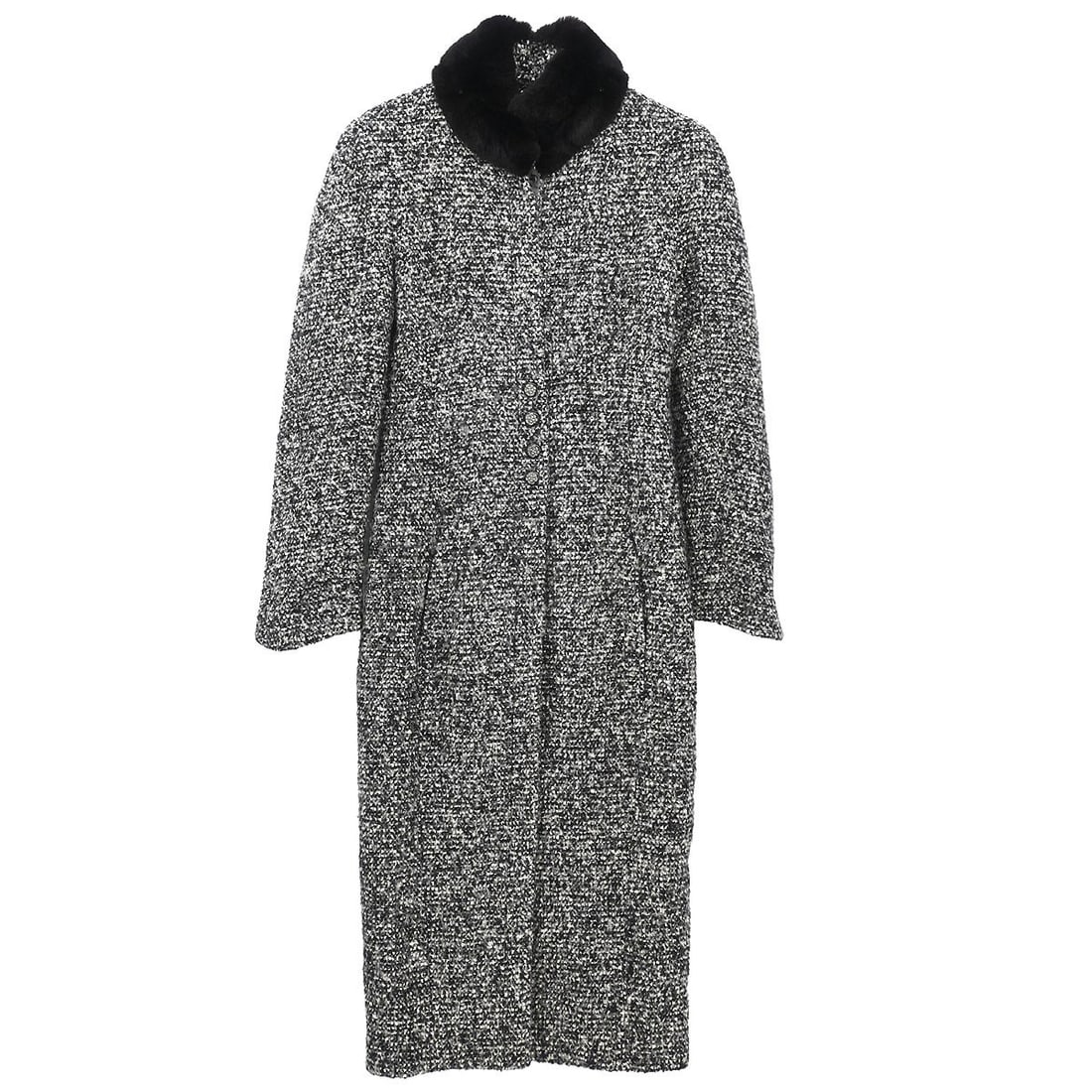 Gray Long Wool Silk Overcoat Size 38 by Chanel (1 of 11)