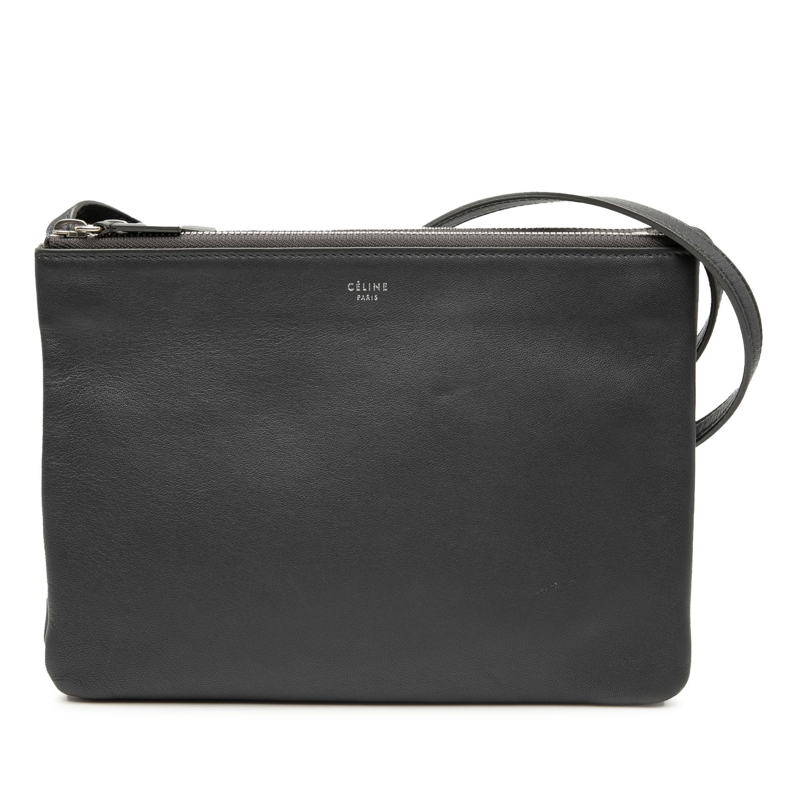 Celine Trio Large Black Lambskin Leather Crossbody Bag with Triple Zippers (1 of 7)