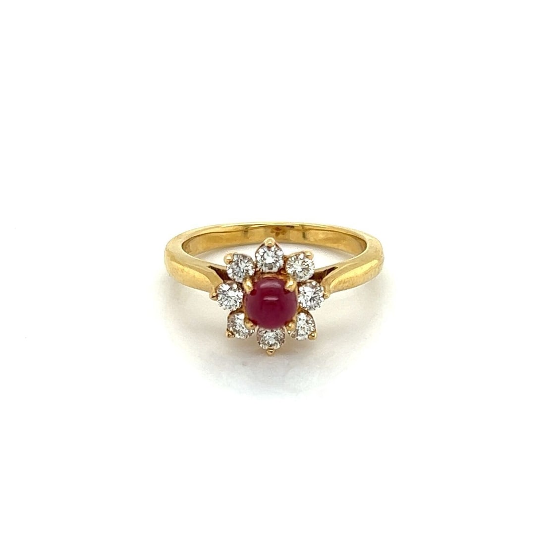 Diamond and Ruby Flower Motif 18k Gold Ring by Tiffany Size 4.5 (1 of 8)