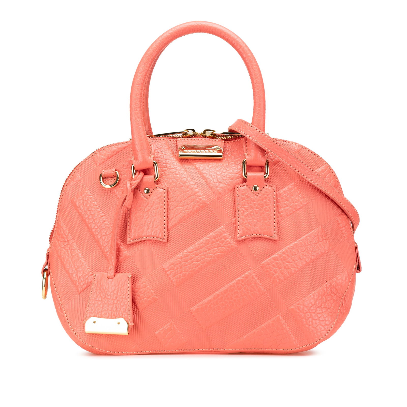 Burberry Small Heritage Grain Check Bowling Bag in Pink Leather (1 of 15)