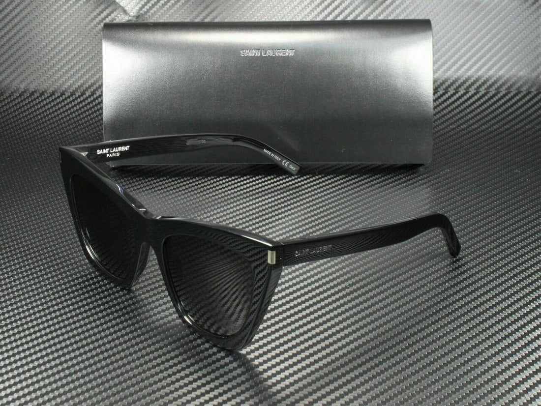 Saint Laurent SL 214 Kate Luxury Cat Eye Sunglasses Black Grey 55mm (1 of 3)