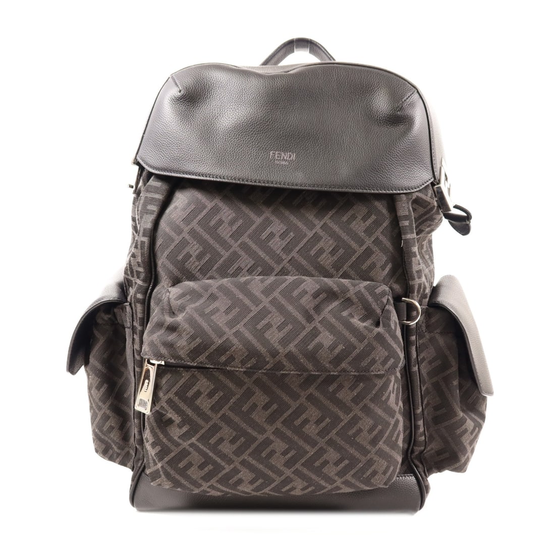 Fendi Canvas Rucksack Backpack Gray with Silver Hardware (1 of 13)