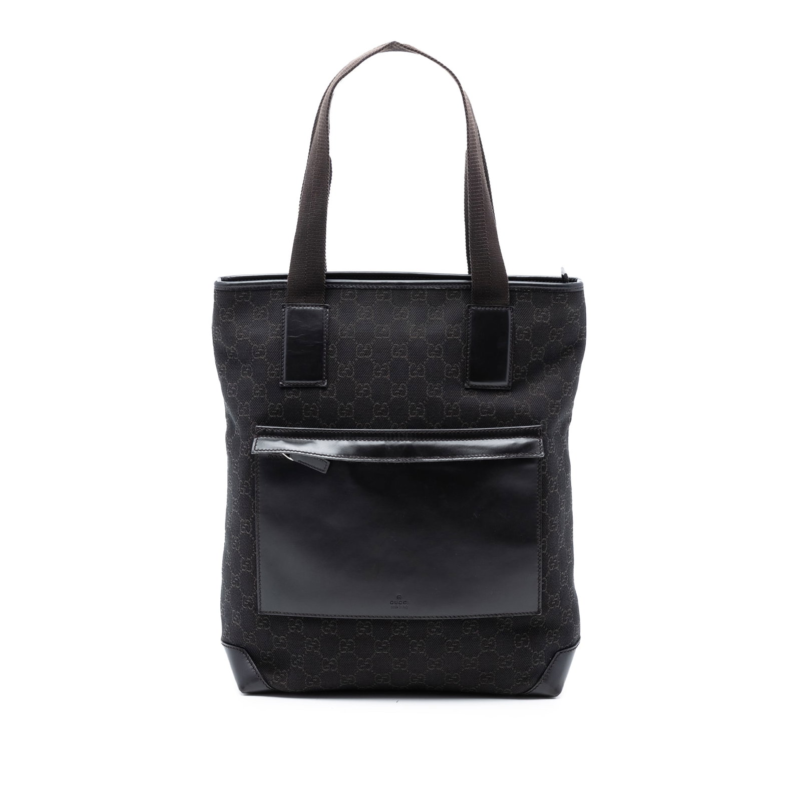 Gucci GG Denim Tote Bag with Leather Trim and Top Zip Closure: Gucci GG Denim Tote Bag with Leather Trim and Top Zip Closure This Gucci GG Denim Tote features a denim exterior with leather trim and flat leather straps. The bag is designed with a top zip closure,